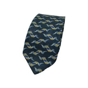 Tom James Silk Neck Men  Tie Black Gold Blue Tone‎ 62" Tall  100% Silk